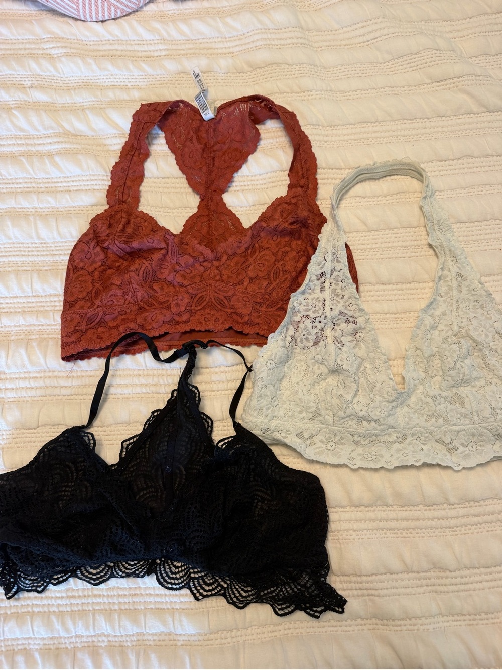 Lace Bralette Trio – Rust, Black & Light Gray | Women Intimates